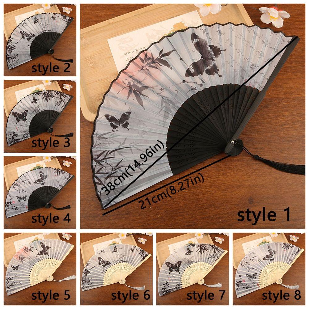 Chinese Style Silk Hand Fan Ink Wash Painting Dance Fan Elegant Retro Fan  Hanfu Cheongsam