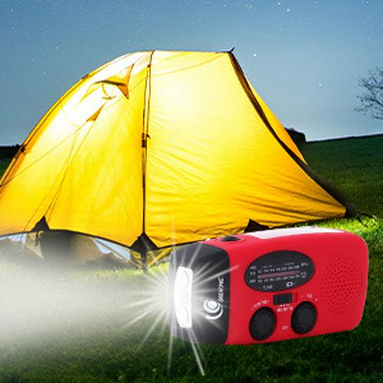 Outdoor Solar Hand-Crank Radio with Flashlight and Charger