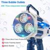 Launcher Shape Blower Soap Space Bubble Toy Kids Outdoor Fun Toy Large Automatic Rocket Bubble Gun Big Holes Bubbles Machine Gun