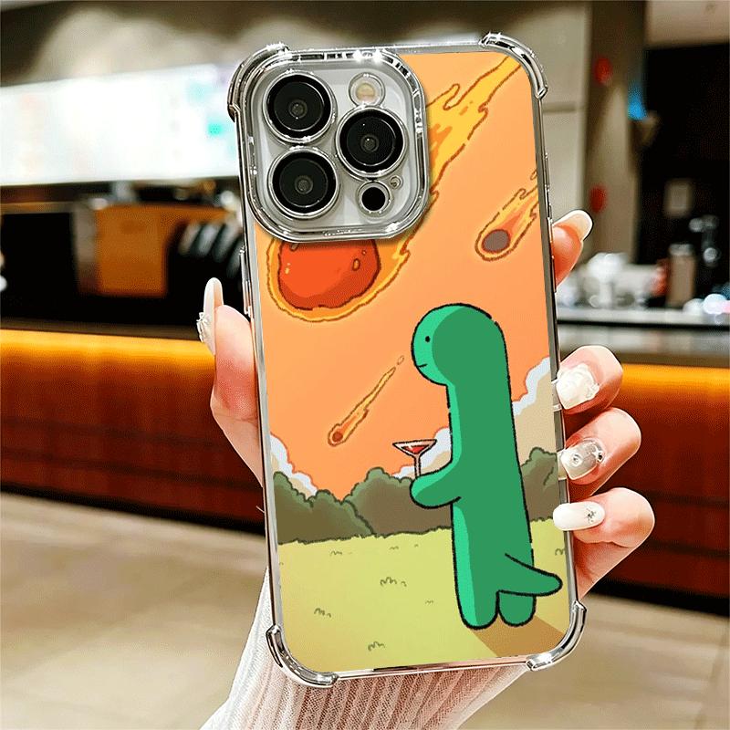 

Cartoon J-Joguman Dinosaur Soft Phone Case For iPhone 15 16 17 Air 14 Pro Max 16E Plus 13 12 Mini Plating Anti-Fall Fundas iPhone 16 Pro