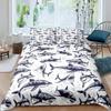 Shark Fish Print Duvet Cover Set Cute Underwater Animals Luxury Soft Bedding Set Children Teens Adults Blue Comforter Cover Sets