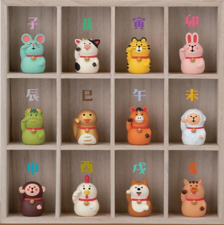 Japan Zakka  twelve zodiac animals Scene Decoration Bookshelf Decoration Collectible Home Decor Resin Craft Toy Japan Ornaments