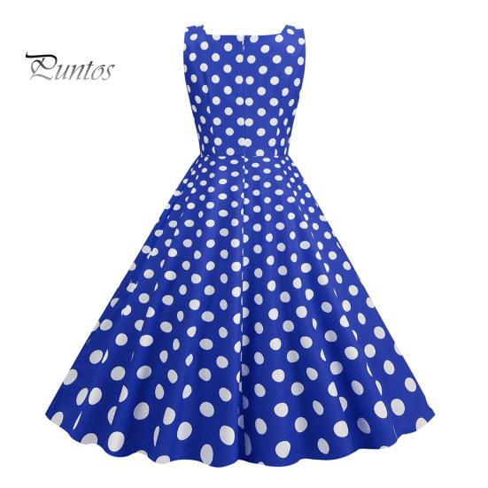 Vrouwenjurk Retro A-lijn Grote Swing Strak Hoge Taille Mouwloos Vierkante Hals Stippenprint Achterkant Rits Contrasterende Kleur 50s 60s Feest Bruiloft Prom Baljurk