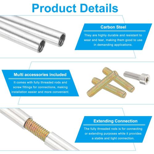 PATIKIL High Nut M4 40mm Round Coupling Nut Kit Threaded Connector Bar Hardware Lamp Model Furniture DIY Repair Parts Threaded Rod Socket