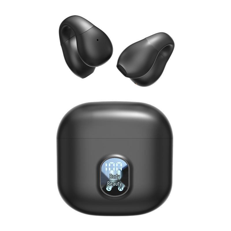 M67 True Wireless Clip-On Bluetooth Earbuds with Ultra-Long Battery Life, Charging Case, and Digital Display