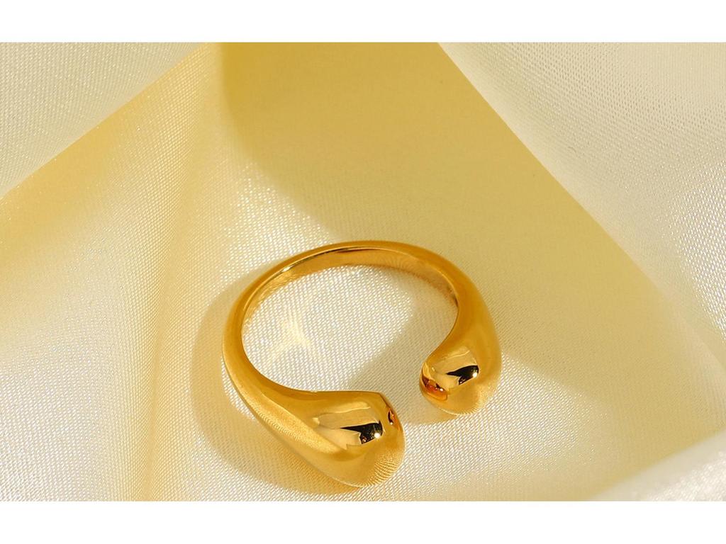 Adjustable Gold-Plated Stainless Steel Chubby Ring for Women - European & American Influencer Style