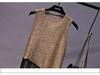 2019 Korean Style Sequin Tassel Spaghetti Strap Vest - Gold Thread Sleeveless Knitted Top for Women