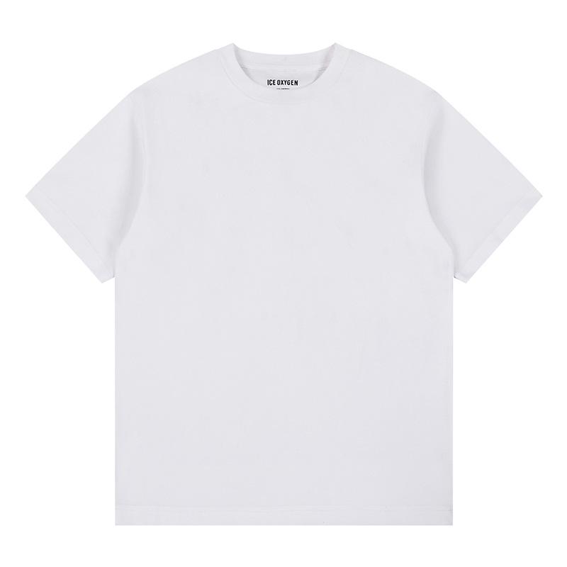 Double-sided Cool Feeling Anti-wrinkle Three-pin Solid Color Shoulder-fall Base Short-sleeved T-shirt for Men and Women