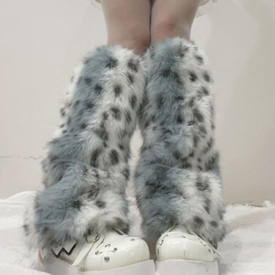 Leopard Print Leg Warmers Women Girls Faux Fur Fuzzy Leg Warmers Cozy Furry Boot Covers Shoes Cuff Cover for Parties Street Winter Daily Wear