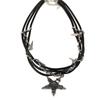Dark Style Pentagram Leather Choker - Rivet Punk Clavicle Chain for Cool Couples and Hip Hop Trendsetters