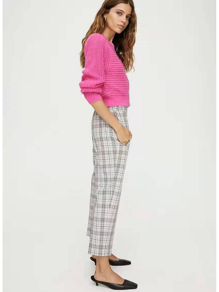 Classic British Style Plaid Straight-Leg Pants