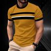 Summer Round Neck Color - Block & Striped 3D Print Top Fashionable Casual Short Sleeved Men's T-shirts