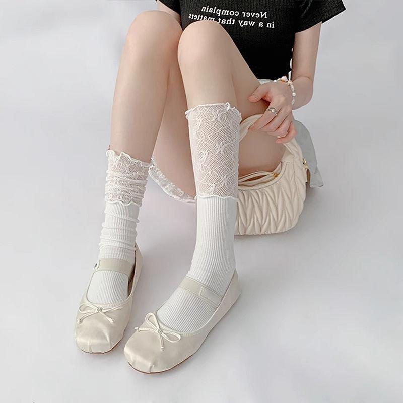 Autumn And Winter Jk Warm Lace Sweet Ballet Style Stacked Socks