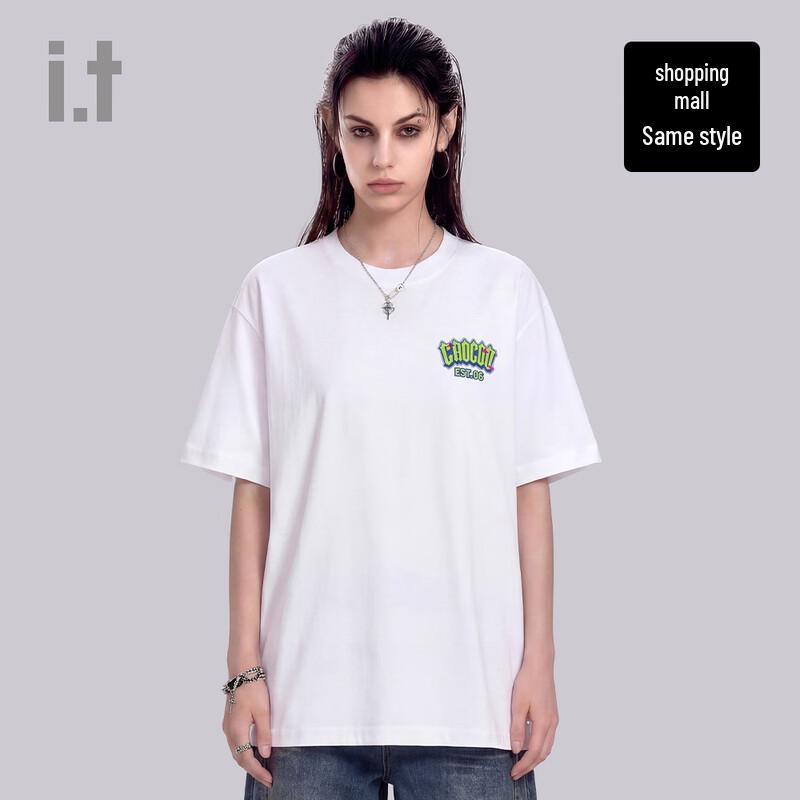 CHOCOOLATE Unisex 3D Letter Loose Fit Cotton T-Shirt M