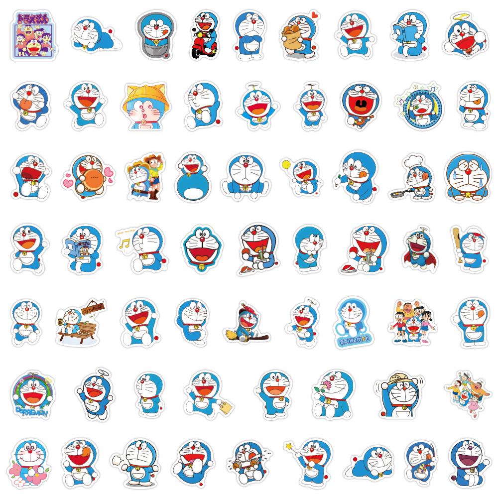 

Doraemon Cartoon Waterproof Stickers - 60 Sheets for Cars, Luggage, Water Cups & Stationery