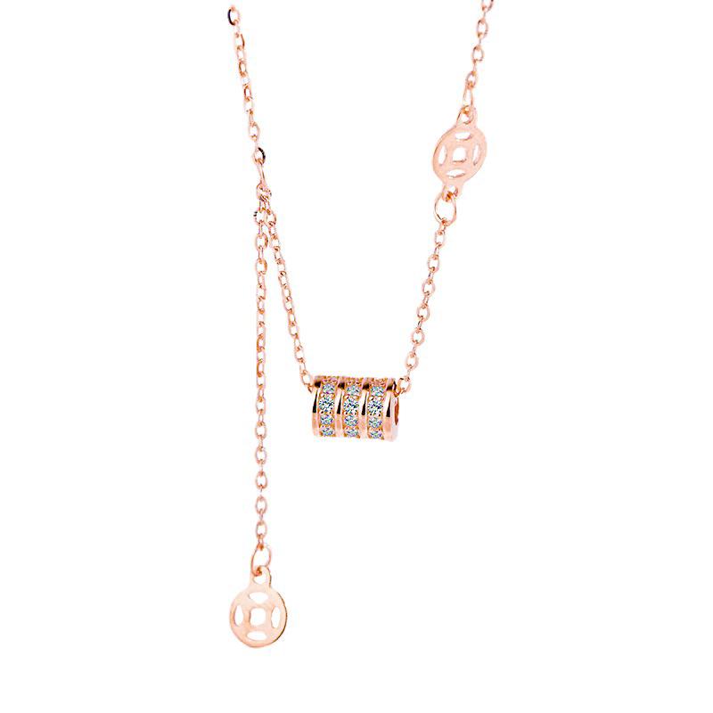 S925 Sterling Silver Coin Pendant Necklace - Elegant Clavicle Chain