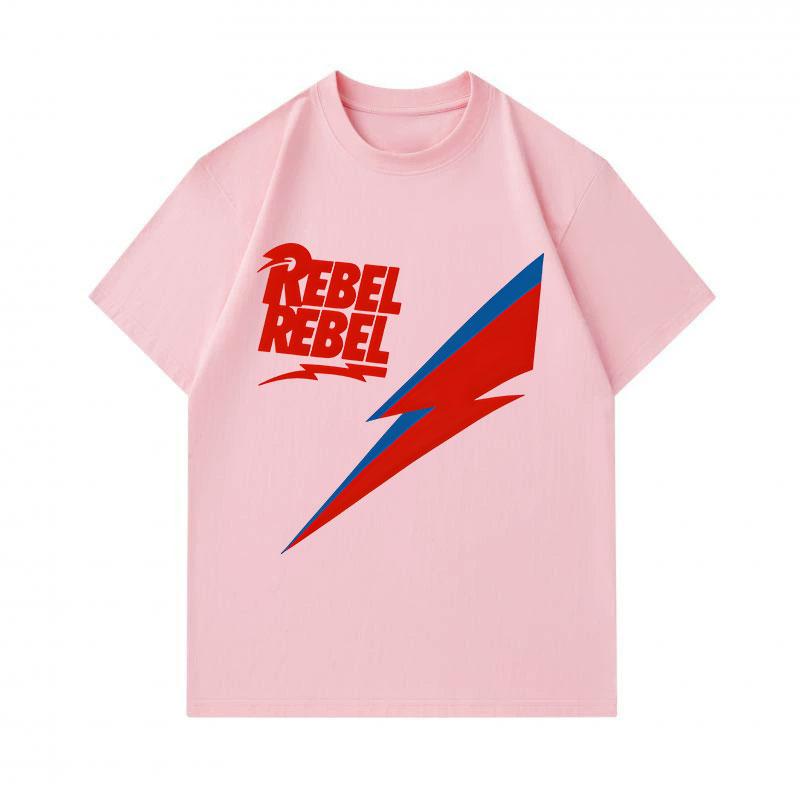 Men's 100% Cotton Crew Neck Short Sleeve T-Shirt, Retro Rebel Text Lightning Print Casual Comfortable Tee for Daily Wear Street Activity, Soft Breatha