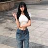 Elegant Summer Women's Short-Sleeve T-Shirt with Open Back and Chest Pads