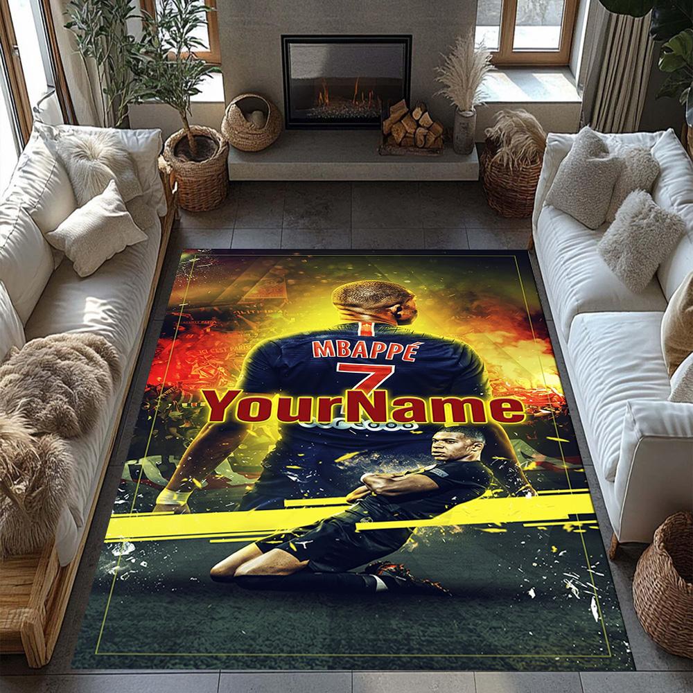 Mbappe 293 Customizable Name Floor Mat Design for Dormitory Living Rooms Foyer Hallway Antislip Carpet Office Home Decor Wedding Party Gift