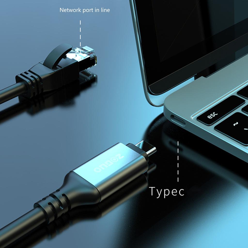 High Speed USB Type C to RJ45 Gigabit Ethernet Adapter Network Cable 1000Mbps Connector for Office and Entertainment