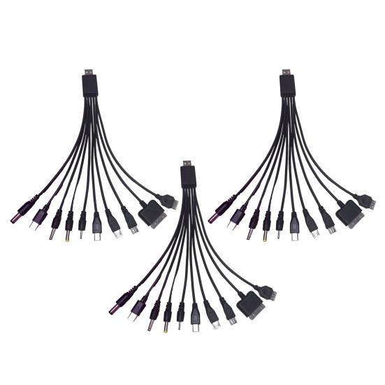 10-in-1 Multi-Device Charging Cable 23cm PVC Tangle-Free Cord Universal High Toughness Data Cable for Most Phone