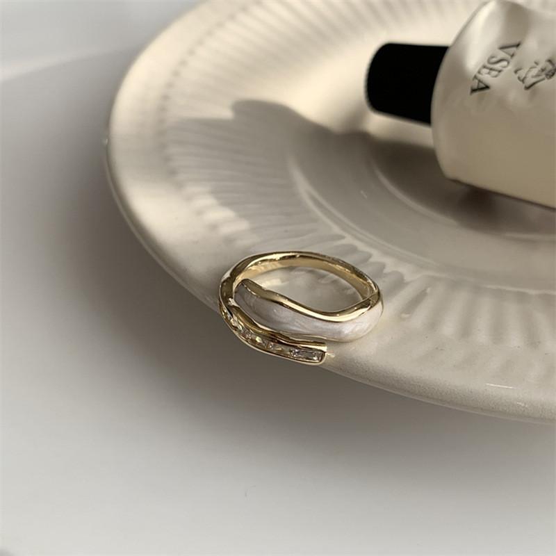 Geometric Vintage Classy Design Double Row Rhinestone Ring For Women Style Adjustable