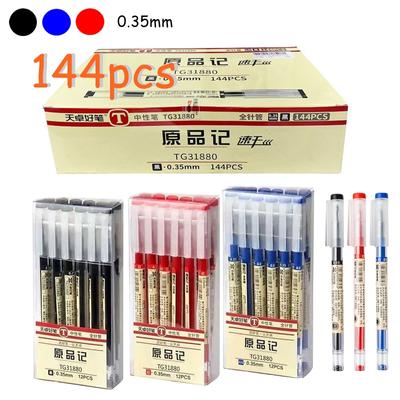 144 Stück 0,35 mm Gelstift-Set Glattes Schreiben & Schnelltrocknend Schwarze Blaue Rote Tinte Kugelschreiber Unterschrift Prüfung Schule Büro Schreibwaren