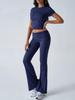 European & American Women's Slim Fit Short Sleeve Long Pants Suit - Spring/Summer 2025 Collection, Casual Solid Color.