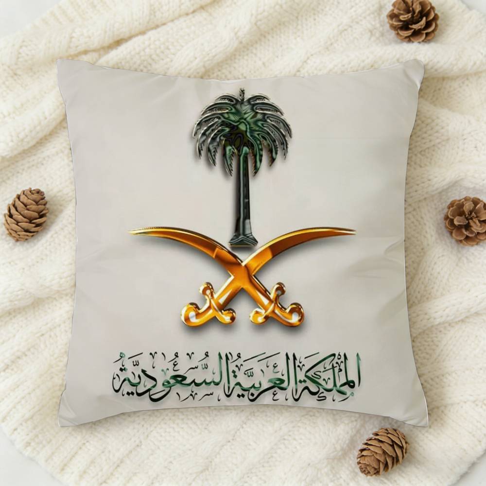 KKingdom Of Saudi Arabia Flag Doublesided Printed Square Decorative Cushion Cover for Sofa Living Room Home Decor