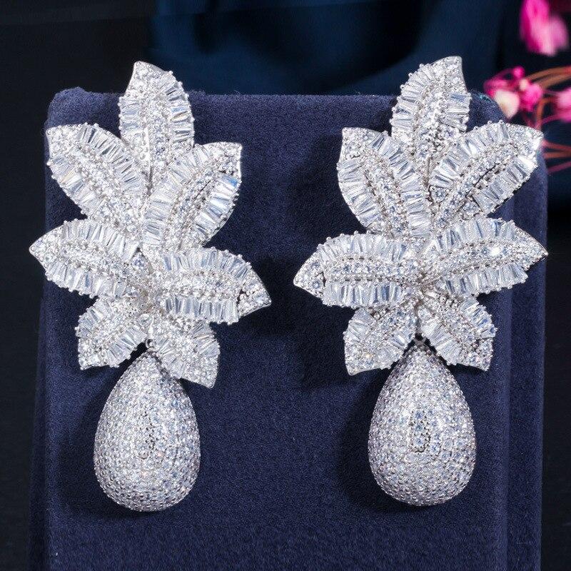 925 Silver Needle Atmospheric Ladder Square Cubic Zirconia Tricolor Electroplating Earrings for Women Tropical Pineapple Earring