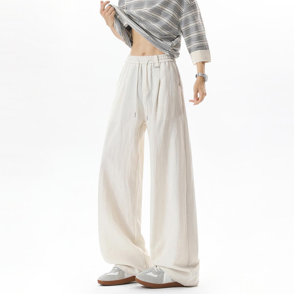 Summer new Lyocell Tencel casual pants refreshing and breathable loose wide-leg pants thin cotton and linen long pants