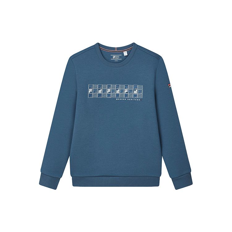 

FILA Logo Embroidered Knitted Sports Crewneck Sweatshirt Men sweatshirt Starry-Blue F11M211202FDB M