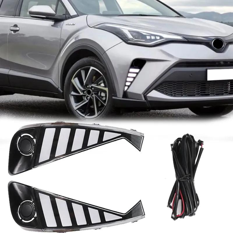 Multi-function LED Reflector Lamp For Toyota C-HR CHR    DRL Dynamic Yellow White Turn Signal Daylight Fog Lamp 12V
