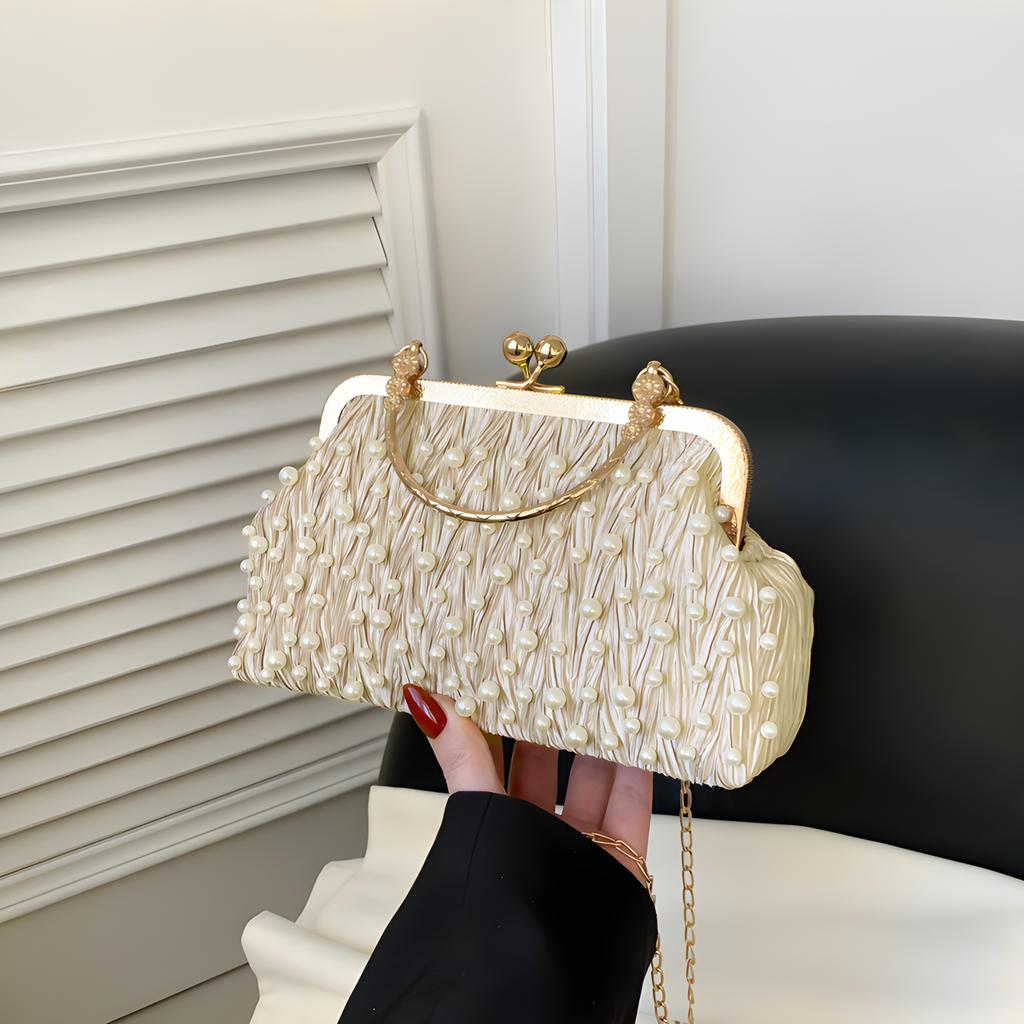 Pearl Clutch Purses for Women Evening Handbag Wedding Bridal Crossbody Bag for Women Prom Wedding Party Clutch