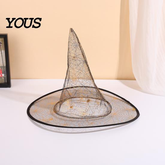 Magician Costume Hat Cone-shaped Transparent Organza Witch Hat, Lightweight Halloween Accessory Cosplay Props for Girls Wizard Party Decorations