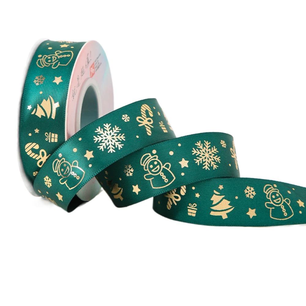 2.5cm Christmas Flower Packaging Gift Ribbon Bouquet Gold Hot Stamping Ribbon Ribbon Floral Packaging Material