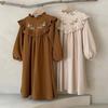 Korean Autumn Lace Embroidered Mother-Daughter Princess Dress with Lotus Leaf Design