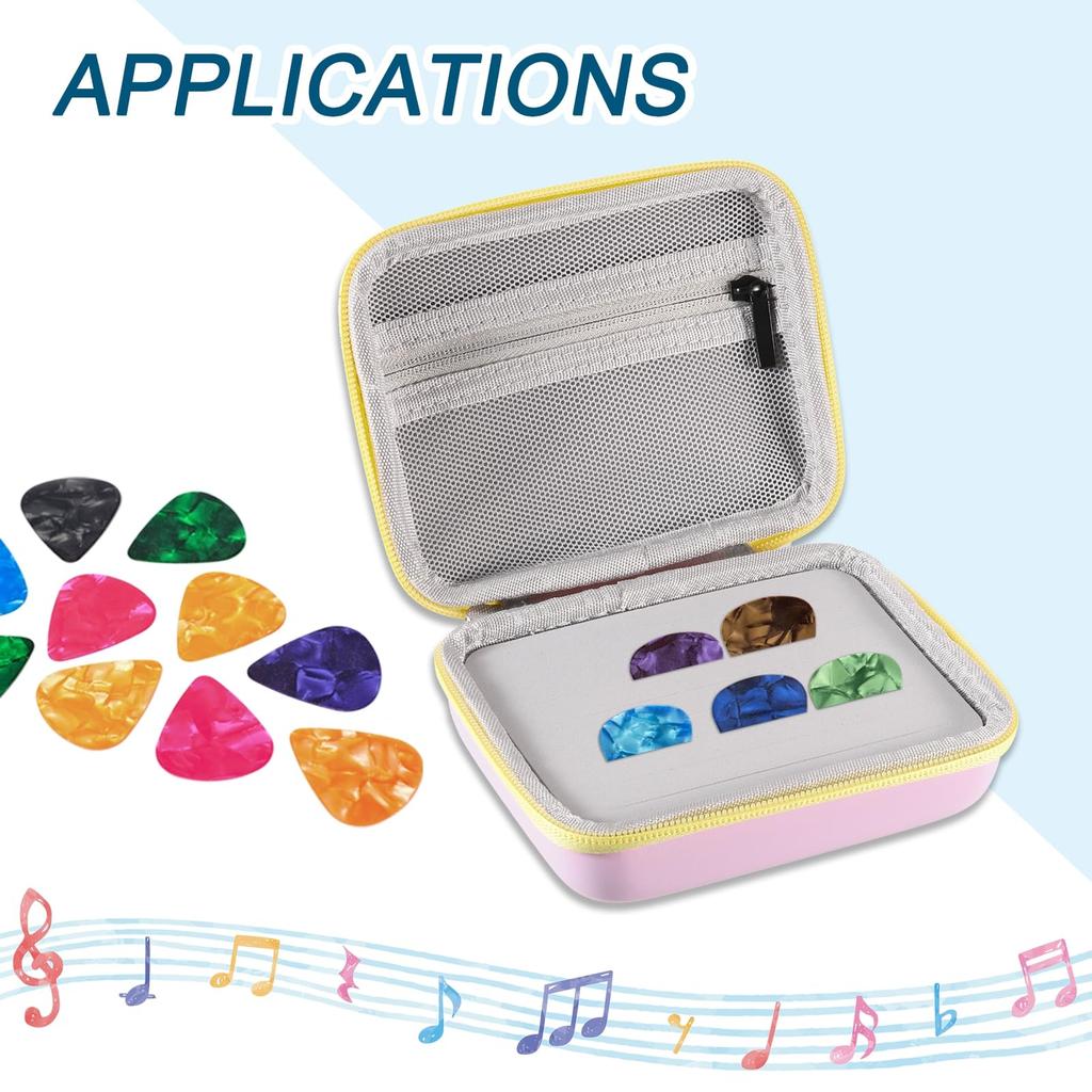 Uxcell Gitarrenplektrumhalter Künstliche PU-Plektrumtasche für Pinke Box, Leder, Akustik-/E-Gitarren,