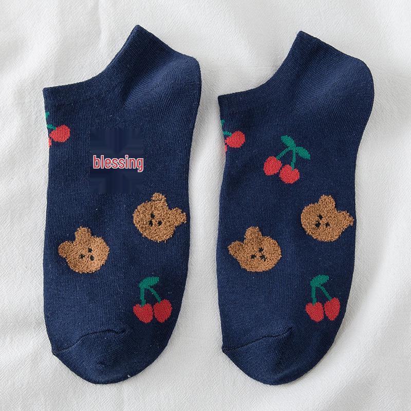 Women's Cartoon Fruit Cotton Low-Cut Socks - Trendy Thin Style for Spring/Summer