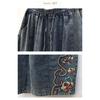 Summer Embroidered Jeans Wide Leg Pants for Women Elastic Waist Loose Casual Cropped Pants
