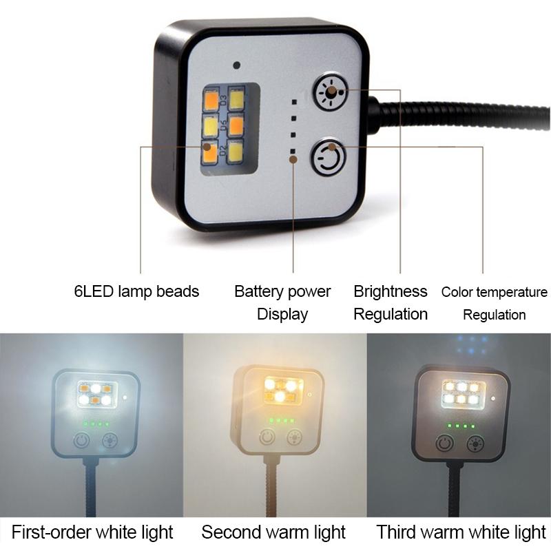 LED Desk Lamp USB Rechargeable Light Flexible Portable Book Clip Light Bedroom Table Reading Eye Protection Study Table Lamps