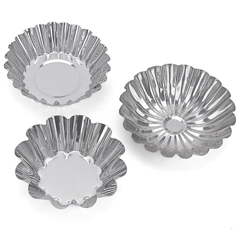 10pcs 430 stainless steel egg tart mold lace egg tart egg tart mold Portuguese tart chrysanthemum cup egg tart cup baking tools