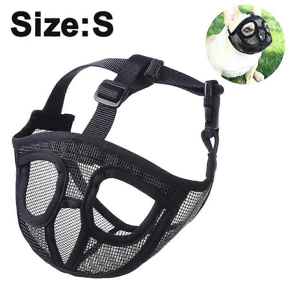 S Blackshort Snout Dog Muzzle Bulldog Muzzle, Stop Dog For Biting Barking Chewing, Adjustableshort Mouth Dog Anti-bite Anti-eating Mask Pet Supplies
