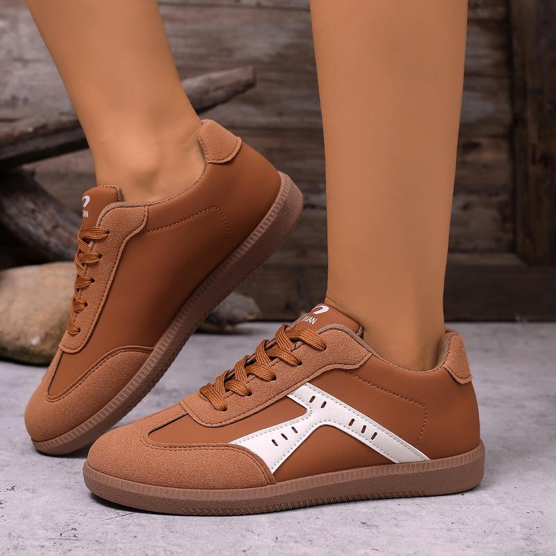 Women's Shoes, Large-sized German Training Shoes, Round-toed Casual Shoes, Lace-up, Low-clasp, Flat Board Shoes