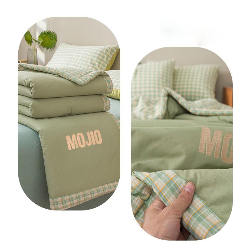 Simple Grid Printed Cooling Blanket for Summer Comfortable Breathable Air Conditioner Comforters Single Double Bed Quilted Quilt