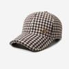 Unisex Plaid Wool Blend Baseball Cap Winter Warm Outdoor Sun Shade Hat