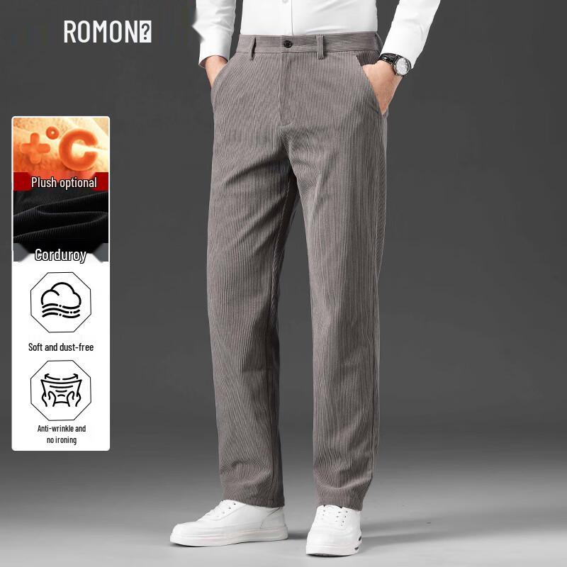 ROMON Men's Corduroy Straight-Leg Casual Pants