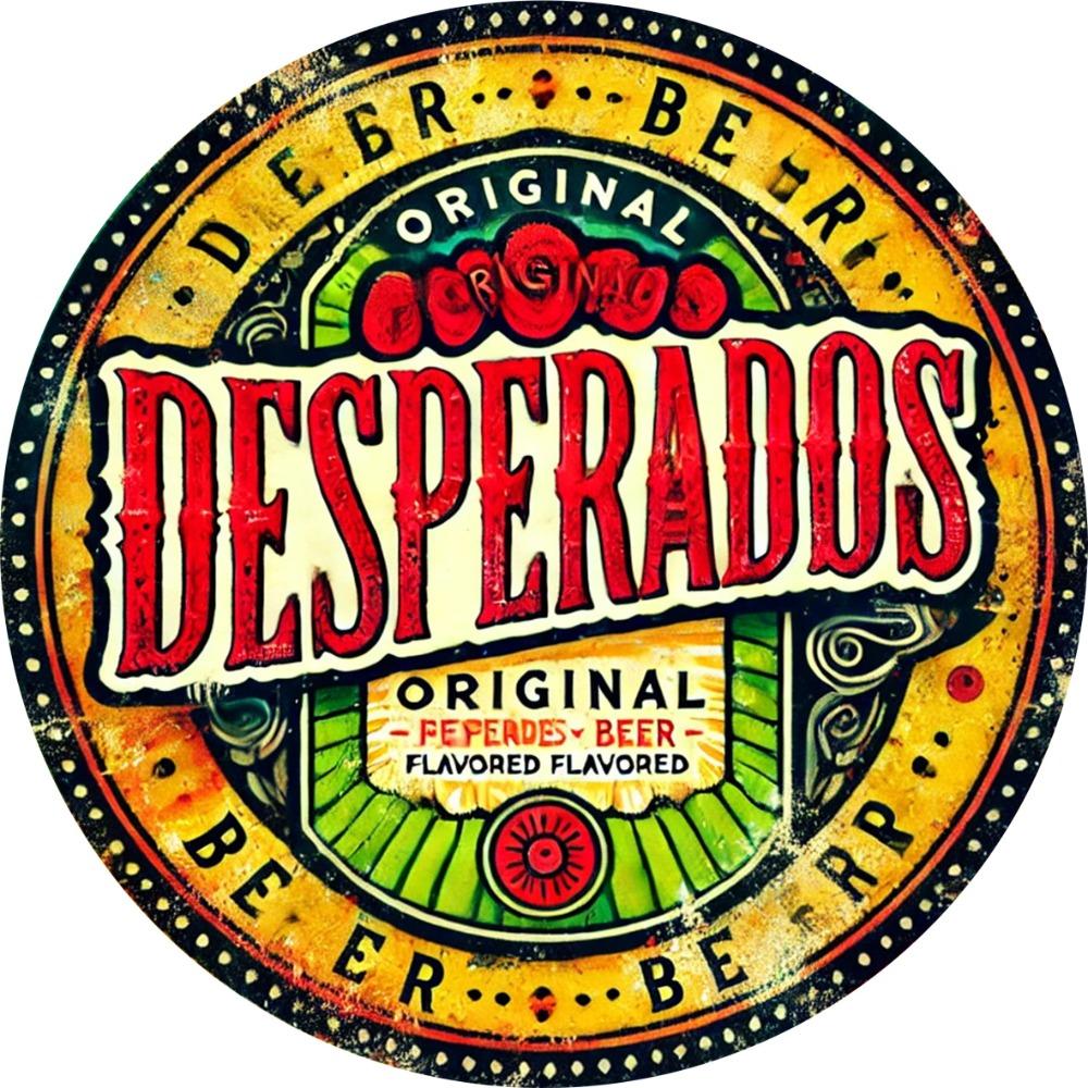 

Vintage Desperados Beer Round Metal Tin Sign Retro Bar Pub Decor Original Flavored Beer Themed Wall Art for Man Cave Home 20x20cm(8x8inch)