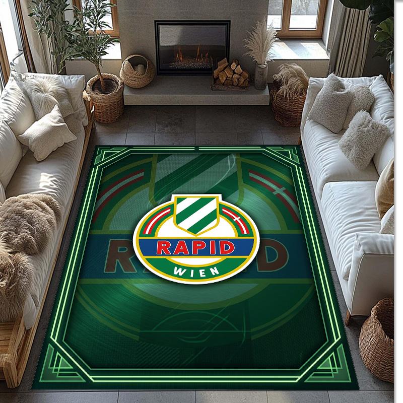 Rapid Wien FC Soccer Football Pattern Soft Area Rug Non Slip Indoor Floor Carpet Sports Decor Mat for Bedroom