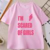 T-shirt Stampata 'Ho Paura Delle Ragazze' Casual Cotone Manica Corta Girocollo Unisex Y2k Streetwear Abbigliamento Unisex Maglietta Larga Top